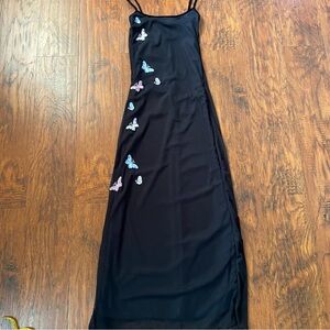 Vintage 90s y2k La Bella butterfly mesh double lined maxi dress.